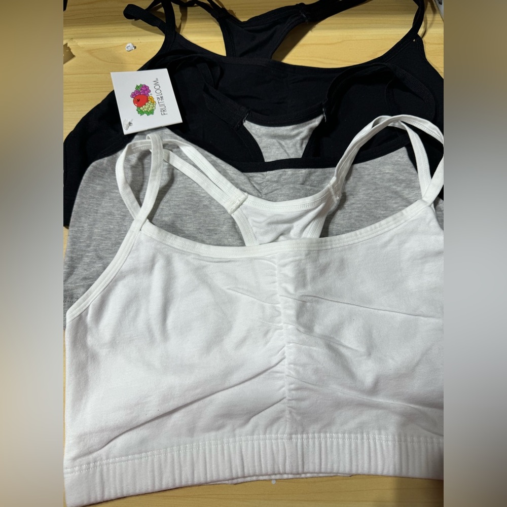 Fruit of The Loom Women's Spaghetti Strap Cotton Pull Over 3 Pack Sports Bra
